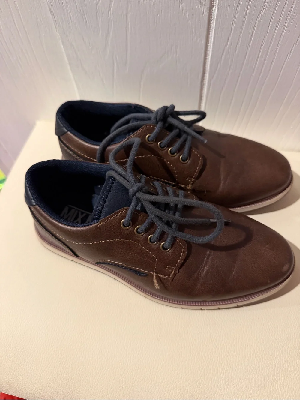 Mix No. 6 Brown Dress Shoes with Navy Lining and Laces